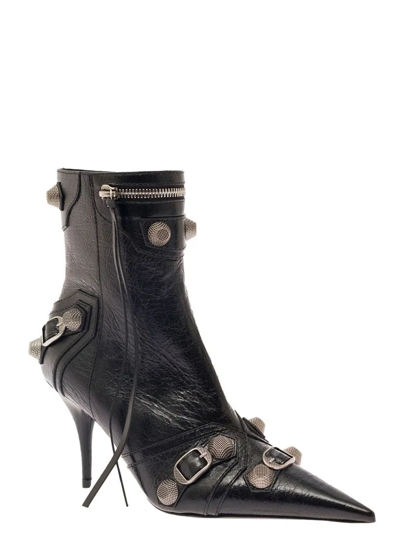 Cagole' Black Pointed Bootie With Studs