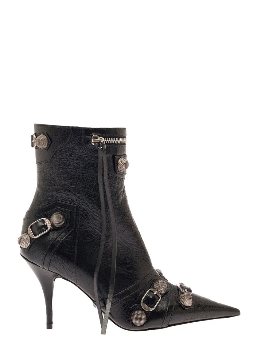 Cagole' Black Pointed Bootie With Studs