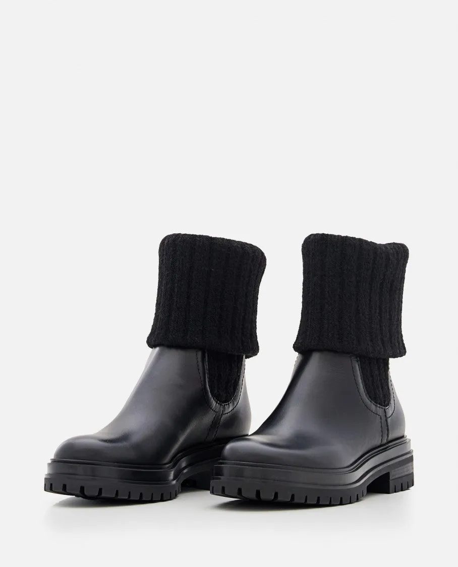 Calf And Knit Ankle Boots