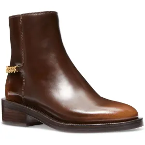 Carlisle Flat Bootie Womens Chain Leather Ankle Boots