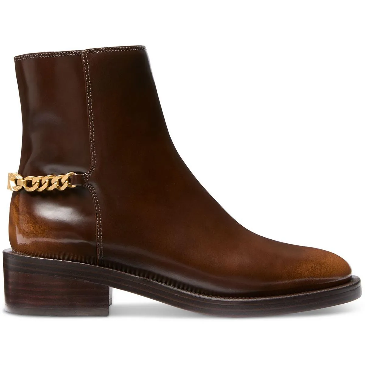Carlisle Flat Bootie Womens Chain Leather Ankle Boots