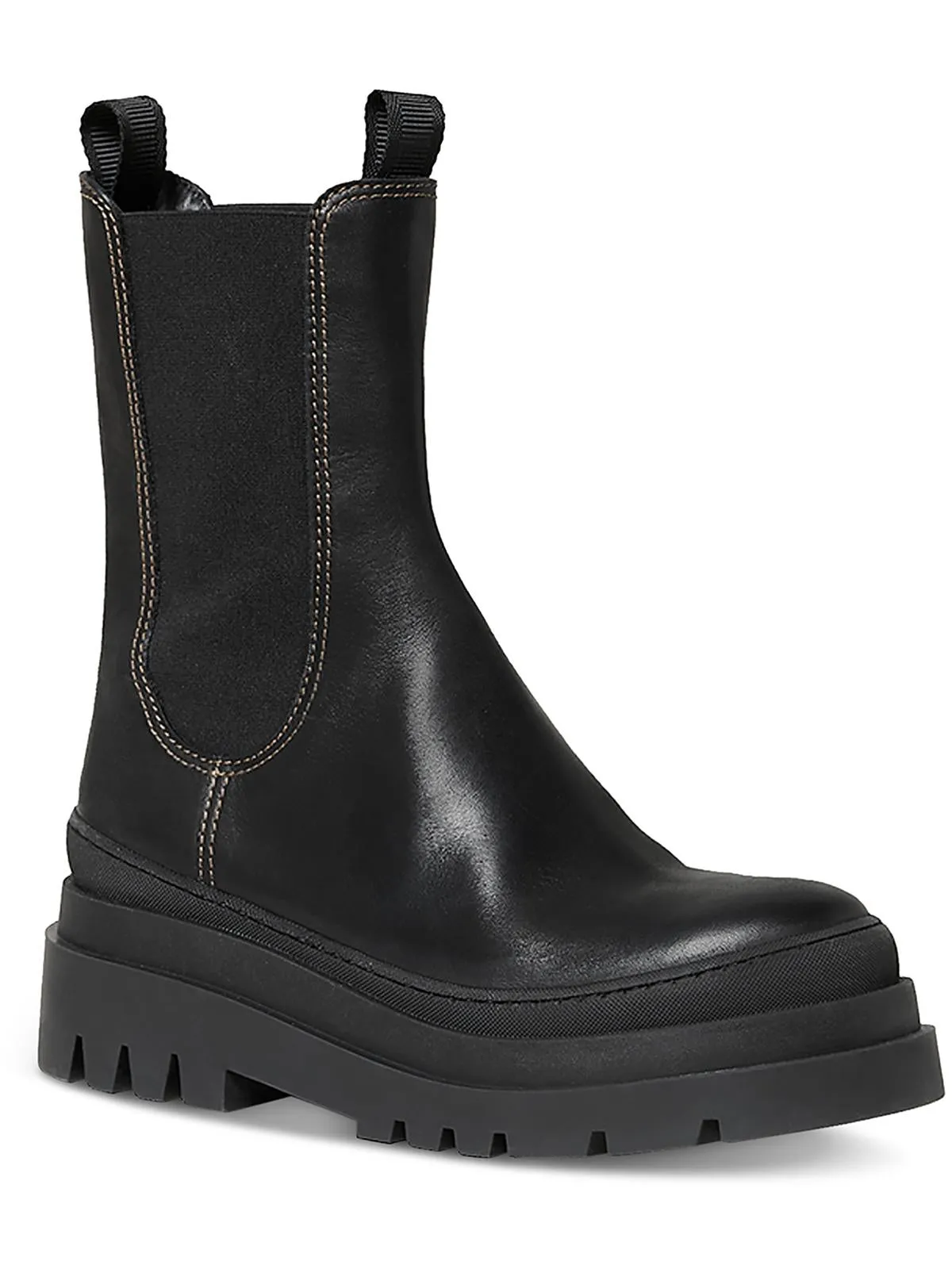 Carlota Womens Leather Lugged Mid-Calf Boots