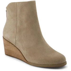 Casey Womens Zipper Leather Wedge Boots