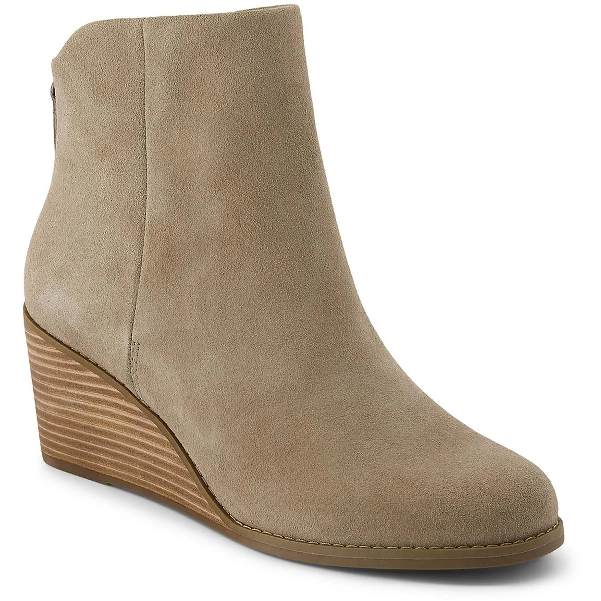 Casey Womens Zipper Leather Wedge Boots