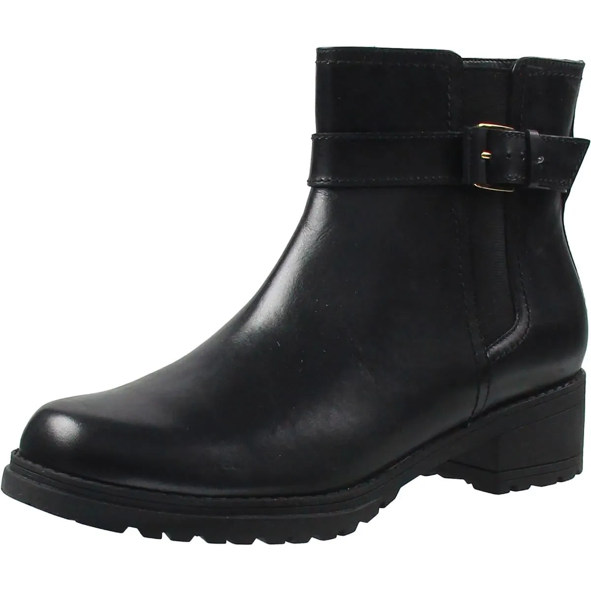 Catherine  Womens Buckle Faux Leather Ankle Boots