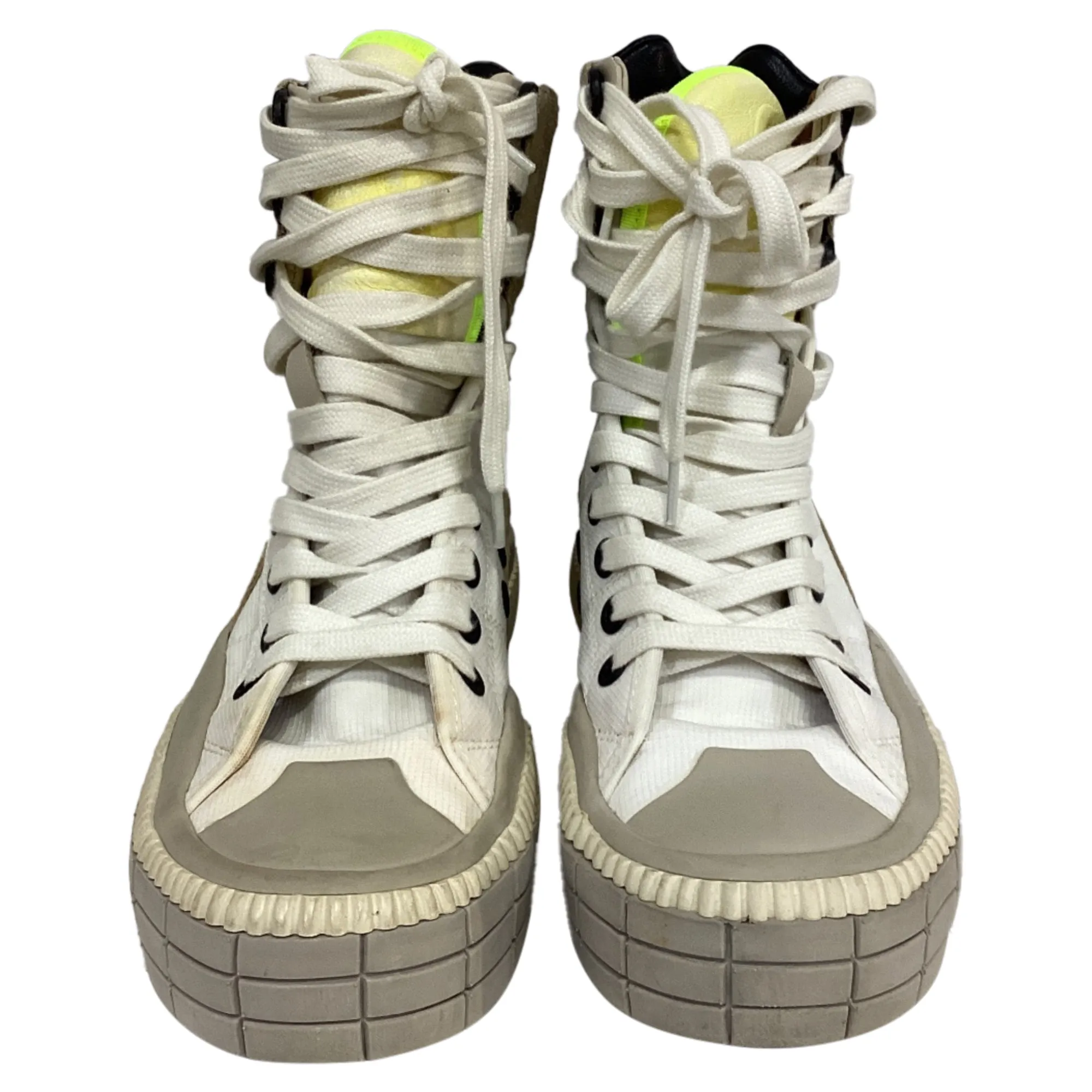 Chlo Clint High-Top Sneakers in White and Beige Polyester