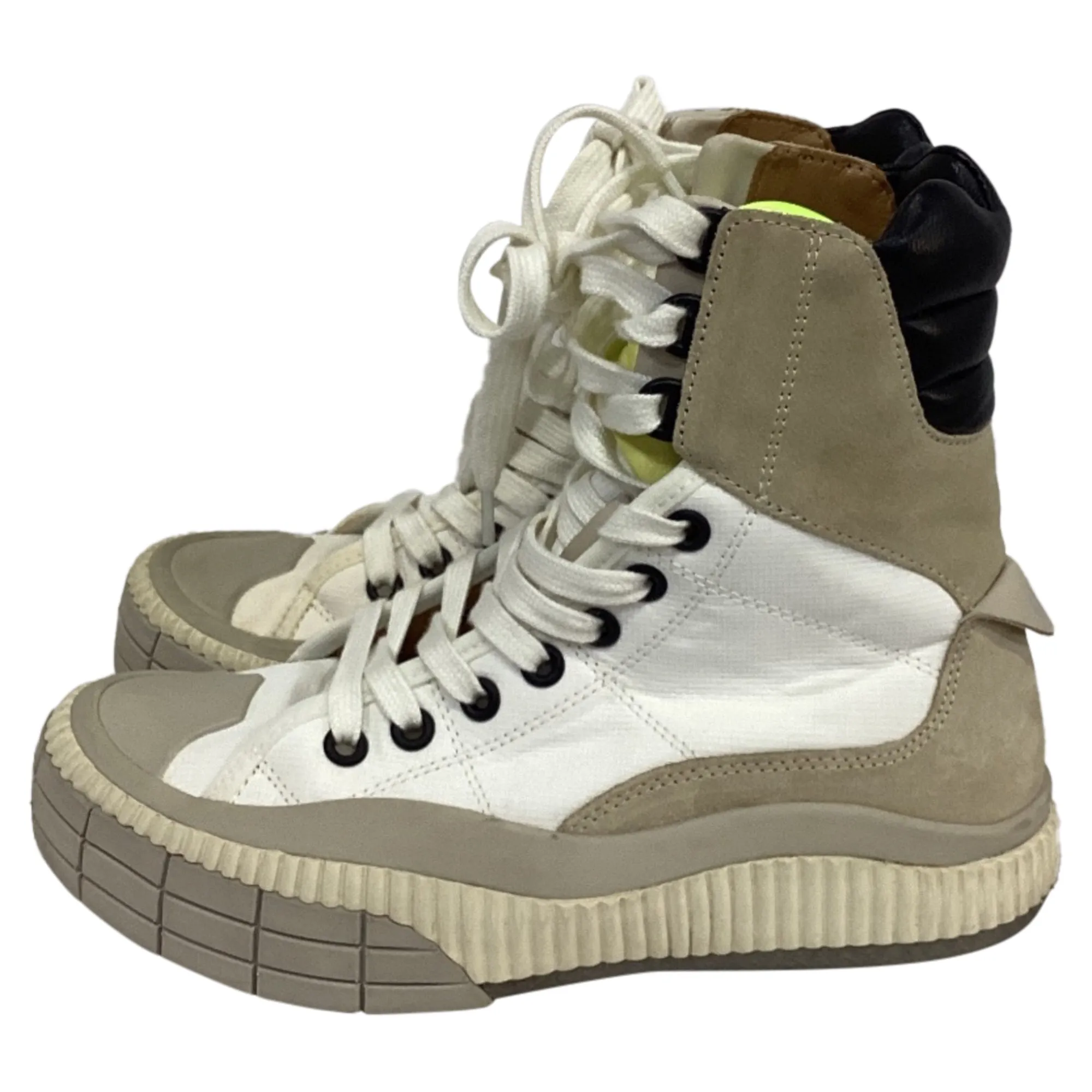 Chlo Clint High-Top Sneakers in White and Beige Polyester