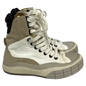 Chlo Clint High-Top Sneakers in White and Beige Polyester