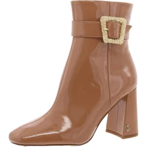 Corinne Womens Patent Pebbled Ankle Boots