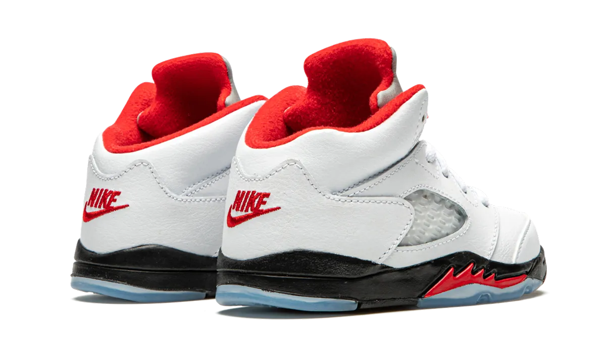 Air Jordan 5 Retro TD "Fire Red Silver Tongue 2020" Adaptable For Any Setting, Faux Leather