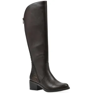Cushaw Womens Wide Calf Faux Leather Knee-High Boots