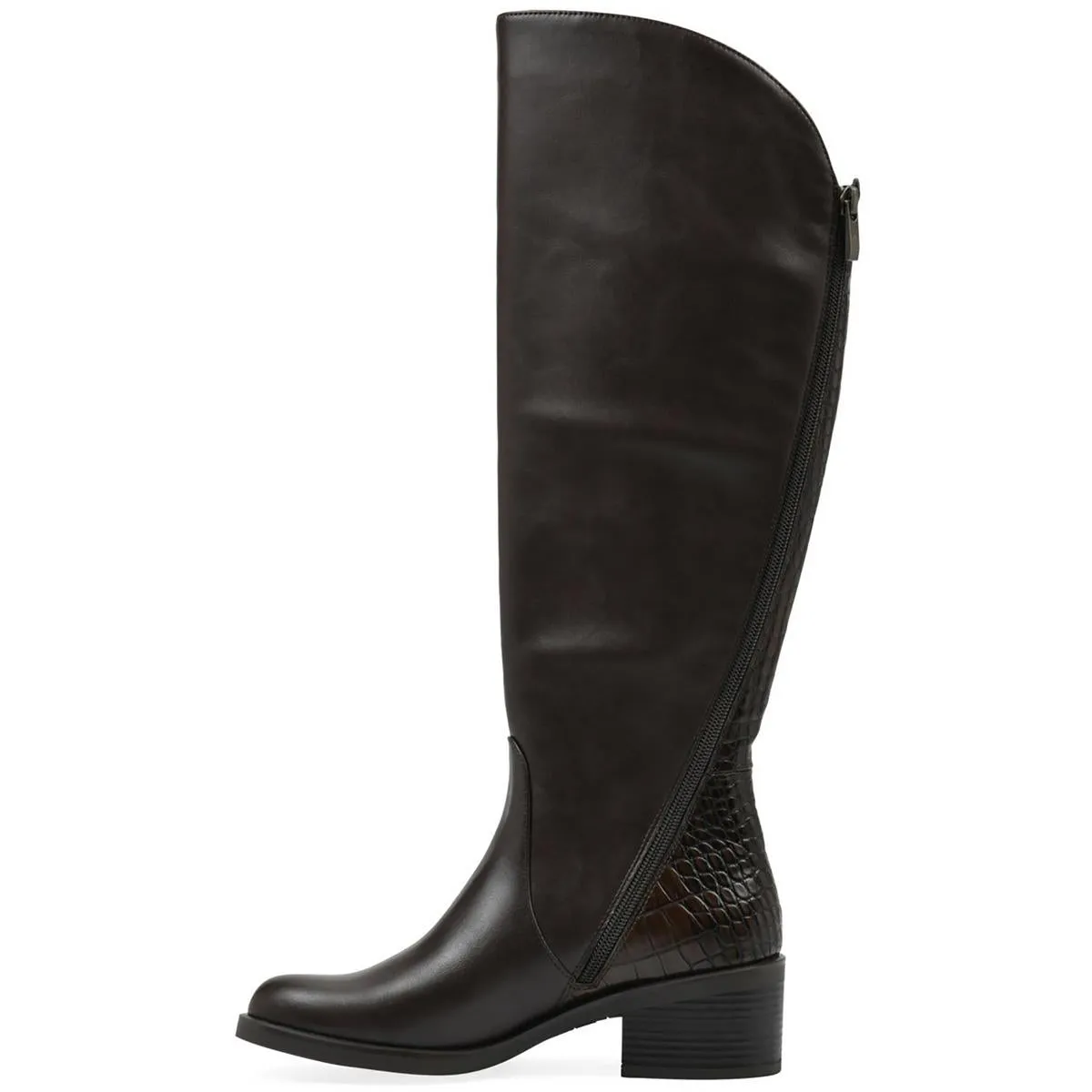 Cushaw Womens Wide Calf Faux Leather Knee-High Boots