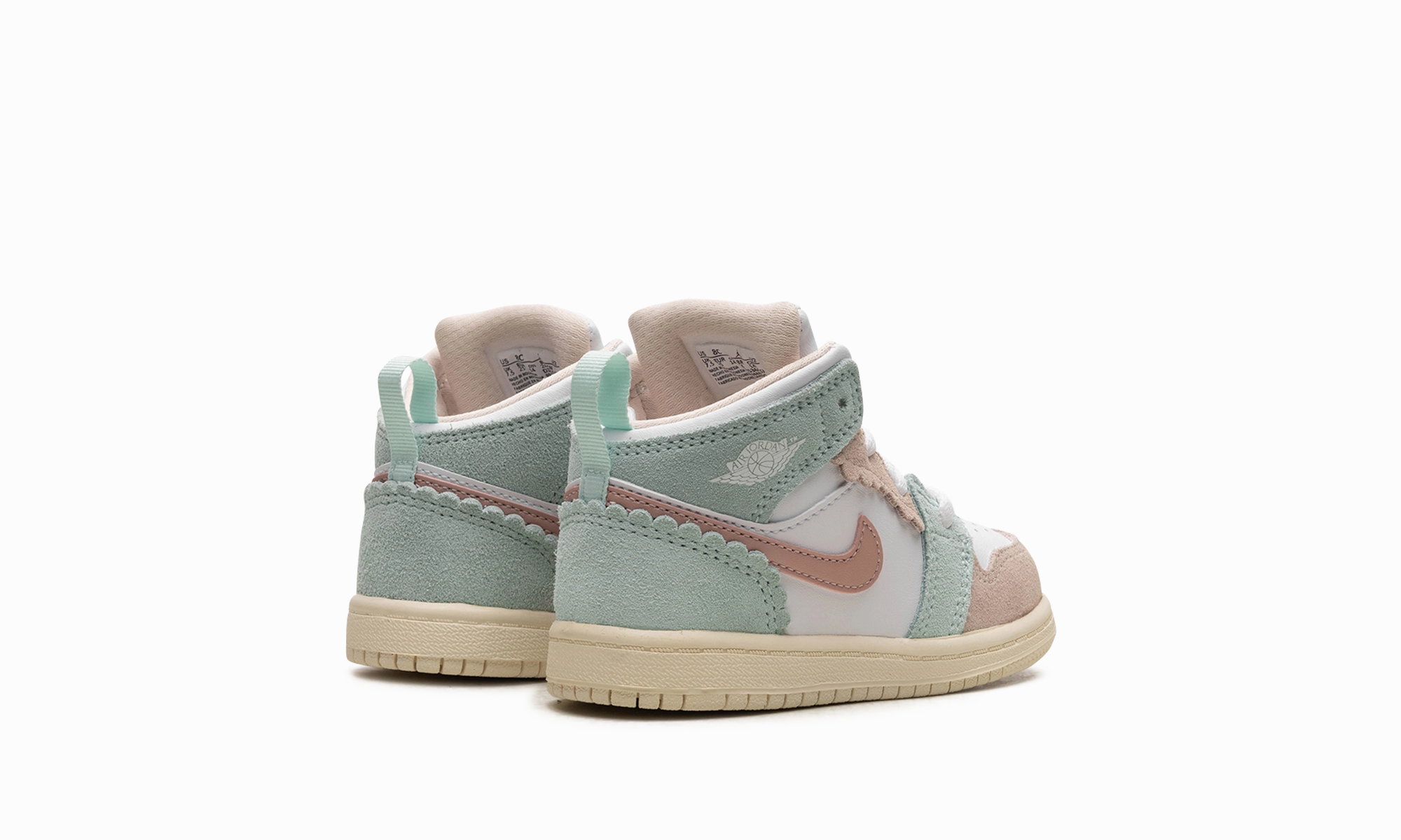 Vinyl Air Jordan Retro 1 Mid SE TD "Pink Oxford / Jade Ice" Straw