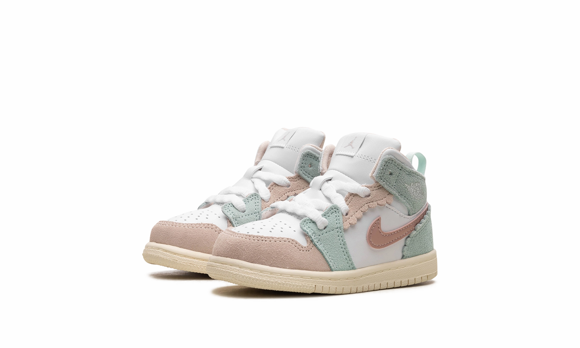 Air Jordan Retro 1 Mid SE TD "Pink Oxford / Jade Ice" Black Leather Handbag For Women