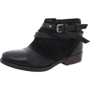 Danita Womens Leather Belted Ankle Boots