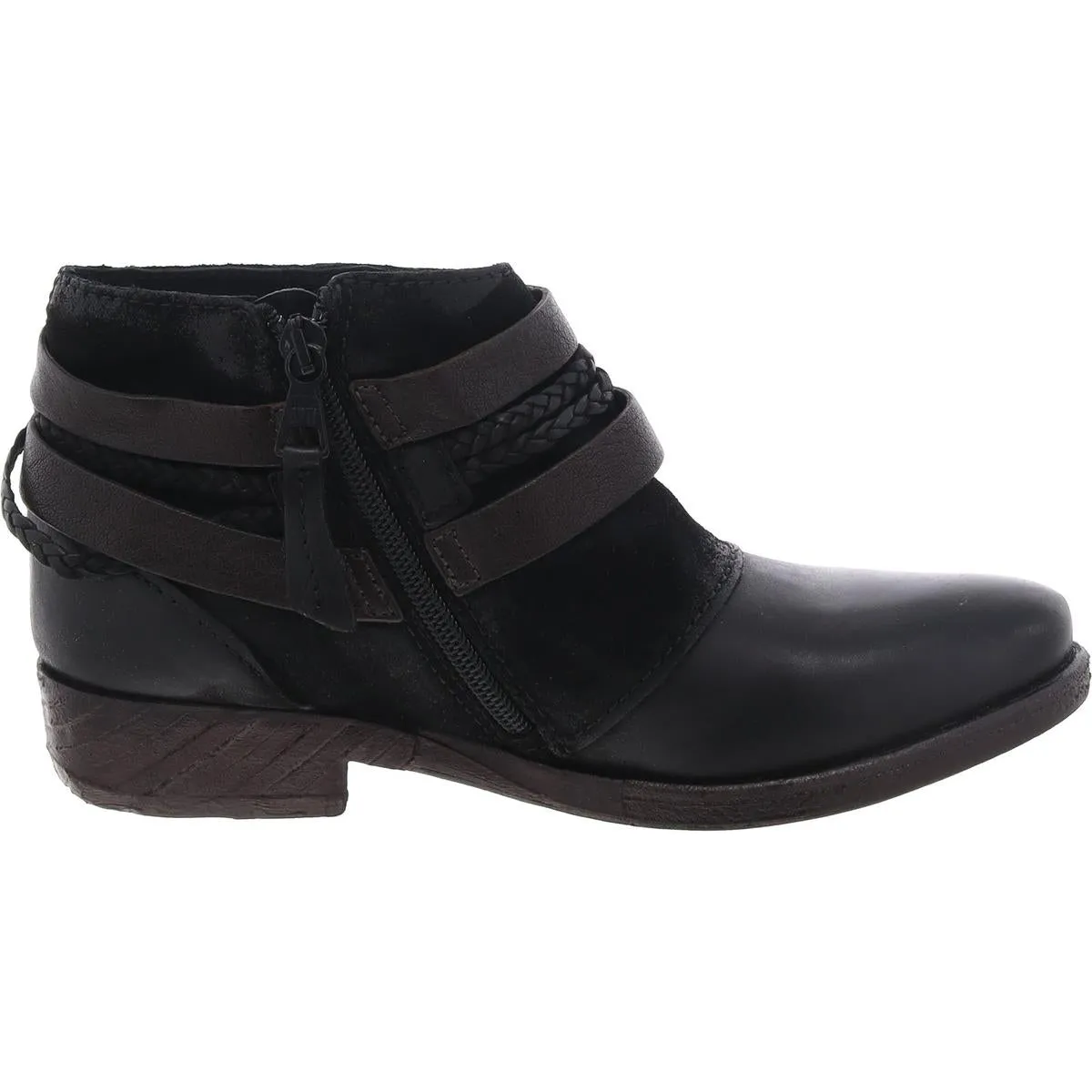 Danita Womens Leather Belted Ankle Boots