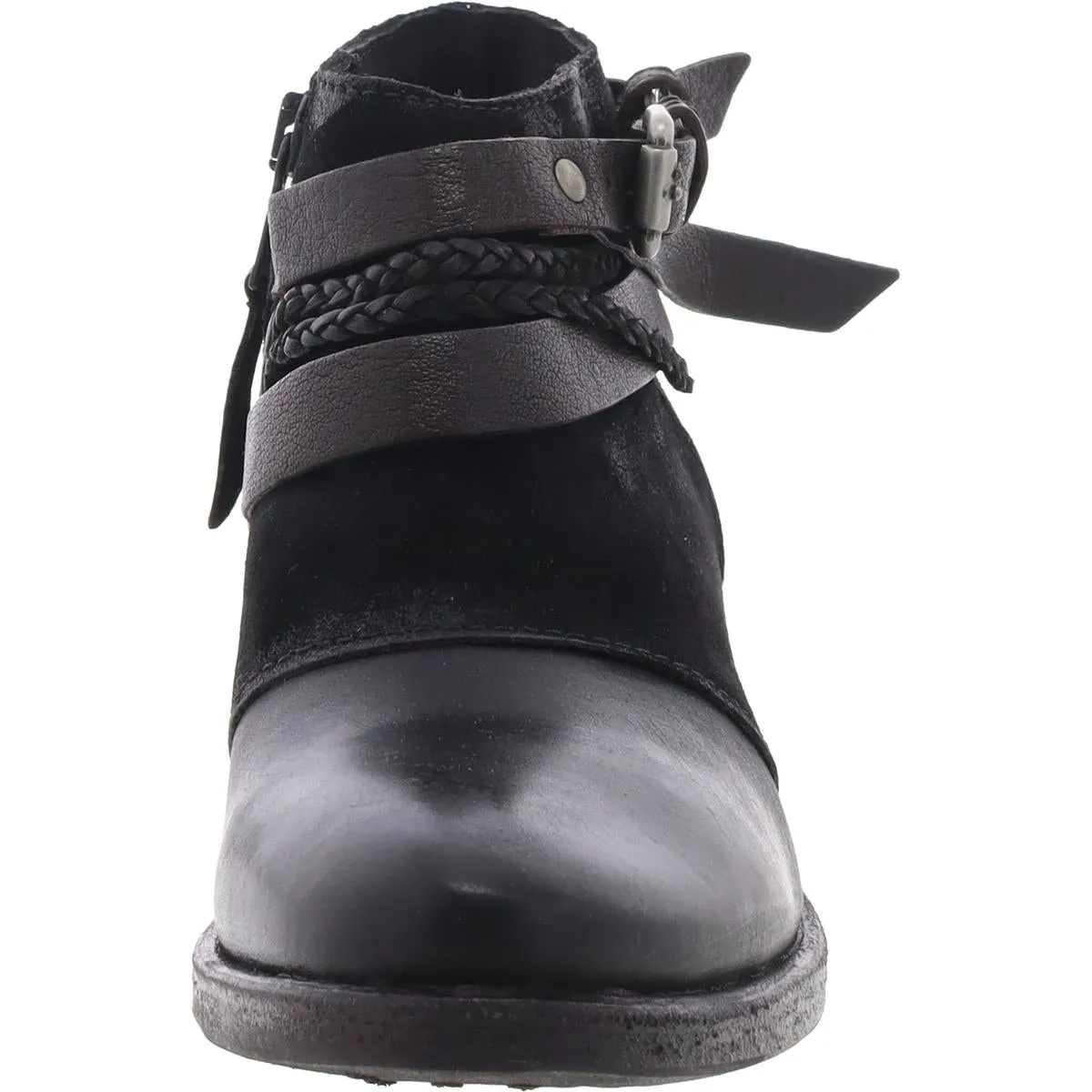 Danita Womens Leather Belted Ankle Boots