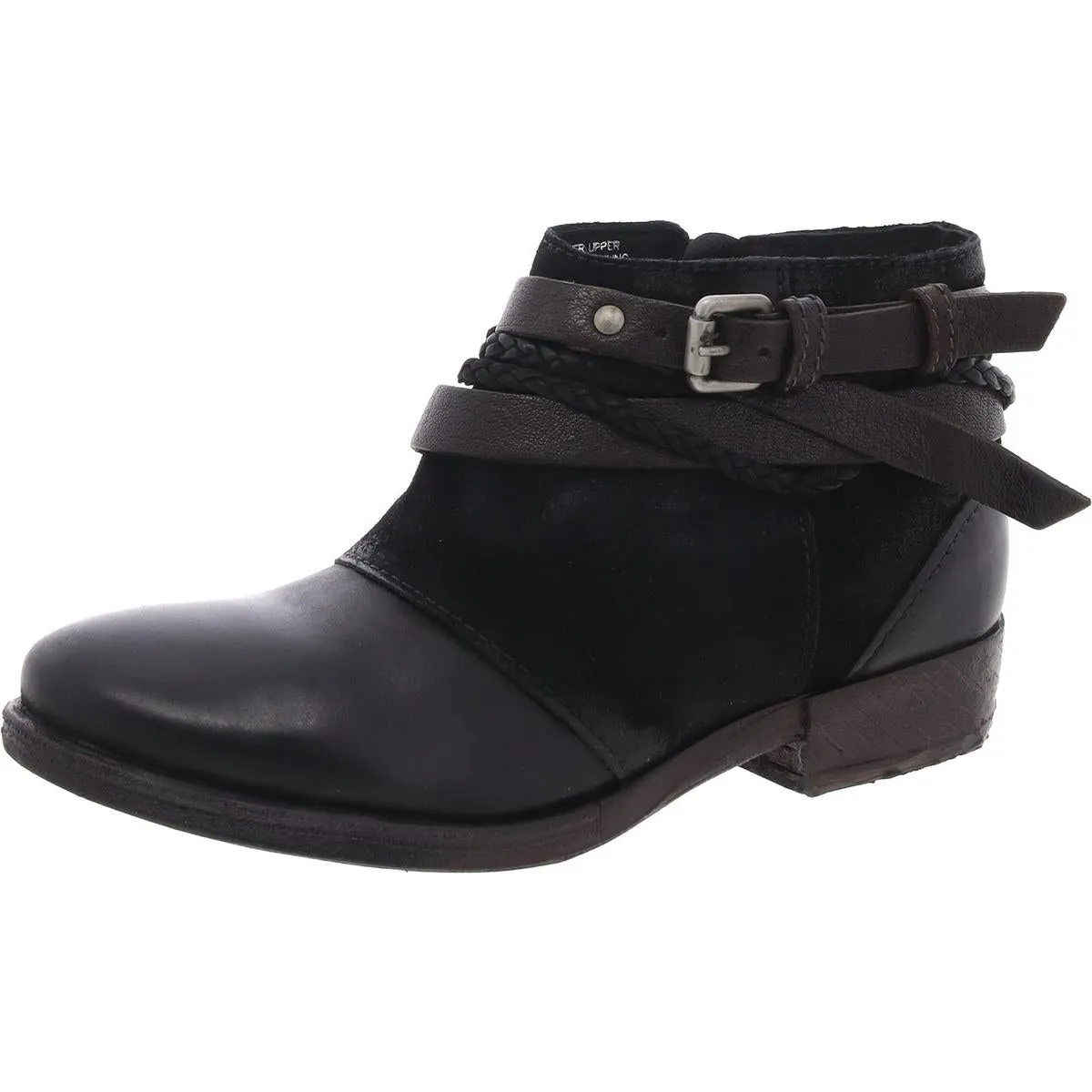 Danita Womens Leather Belted Ankle Boots