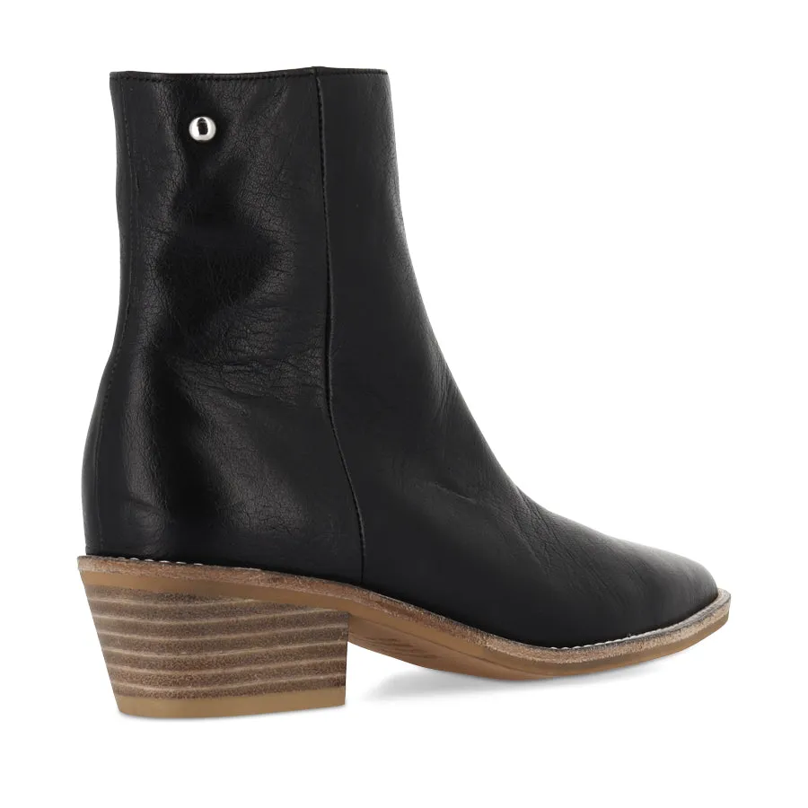 DEMPS - BLACK LEATHER NATURAL HEEL