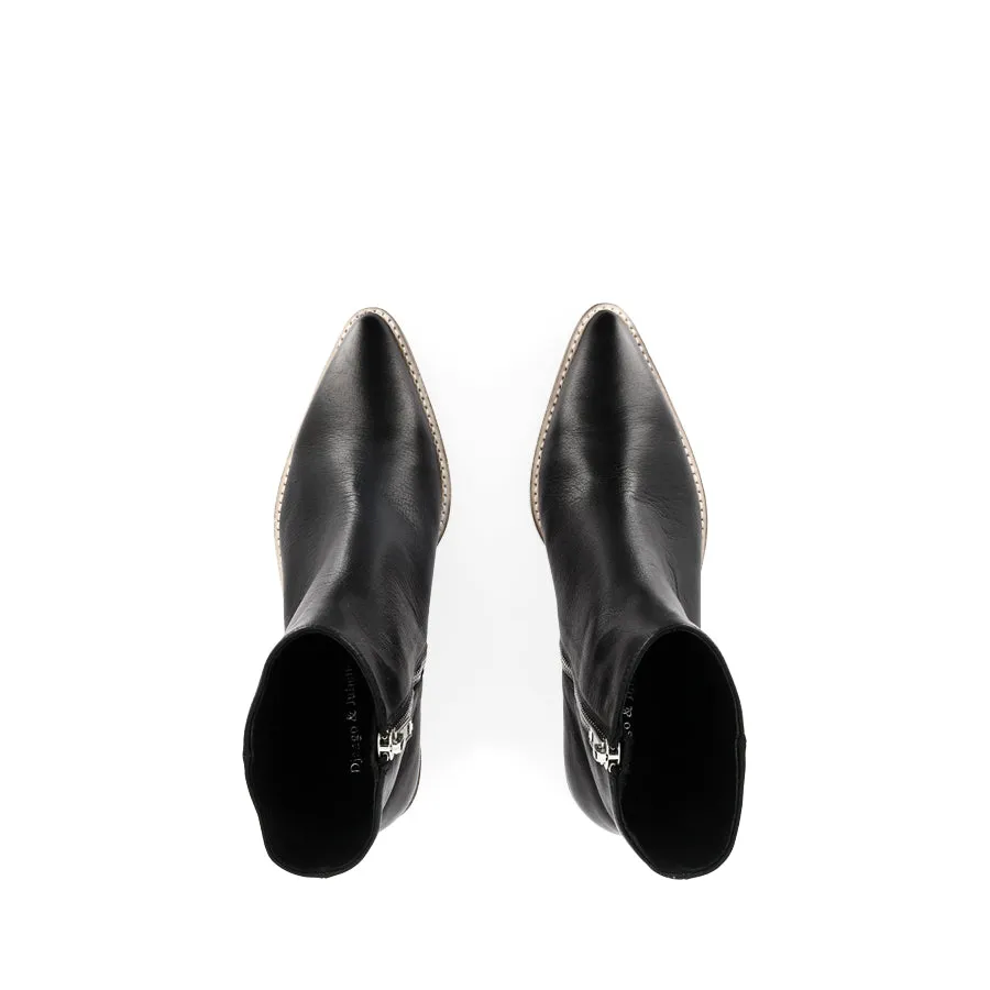 DEMPS - BLACK LEATHER NATURAL HEEL