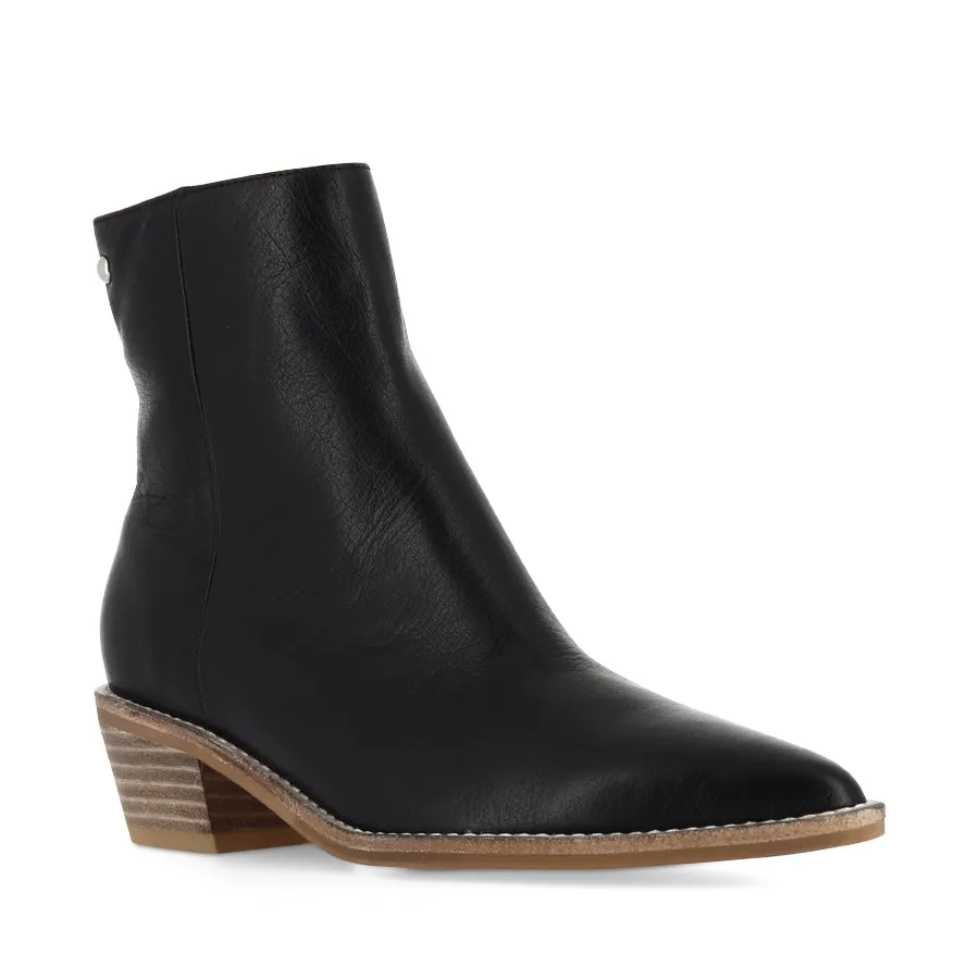 DEMPS - BLACK LEATHER NATURAL HEEL