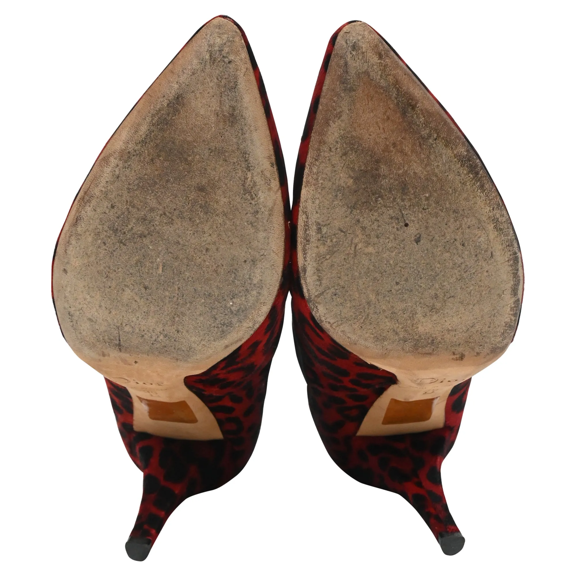 Dior Leopard Print Ankle Boots in Red Pony Hair