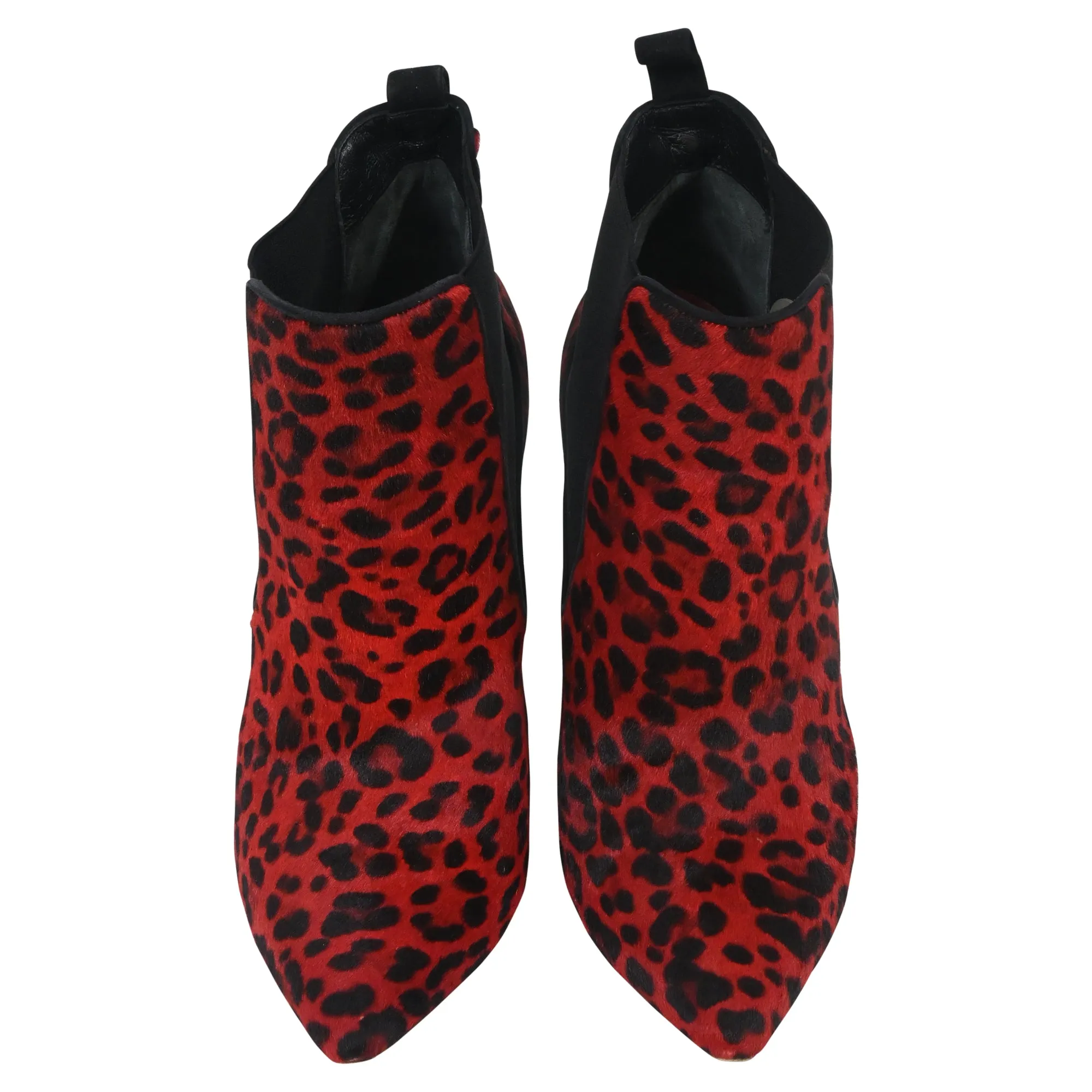 Dior Leopard Print Ankle Boots in Red Pony Hair