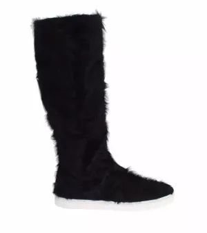 Dolce & Gabbana Xiangao Lamb Fur Leather Boots Women's Shoes