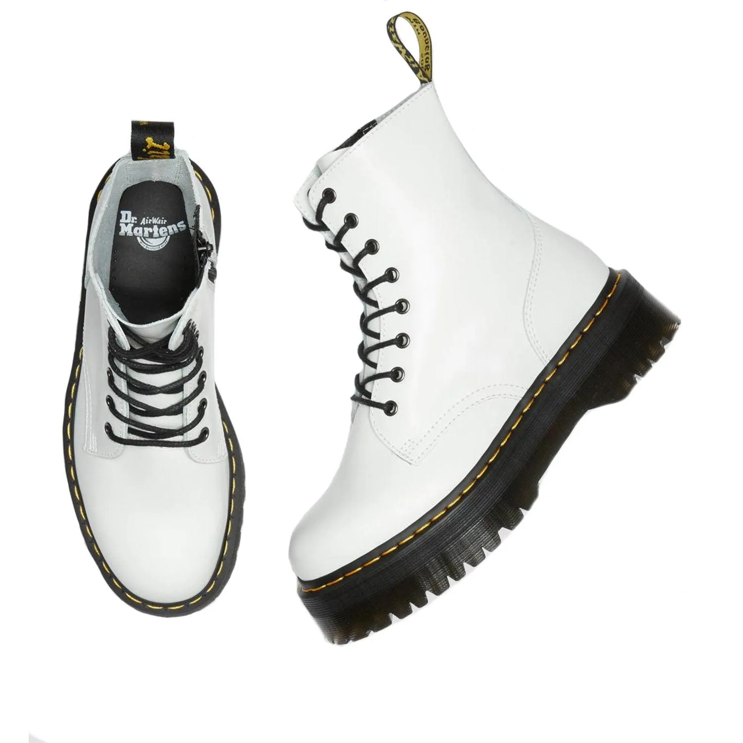 DR. MARTENS JADON 8 EYE WHITE BOOTS