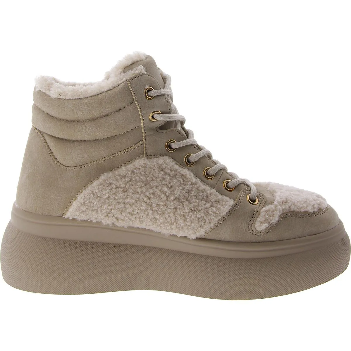 Dream Womens Faux Shearling Platform Shearling Boots