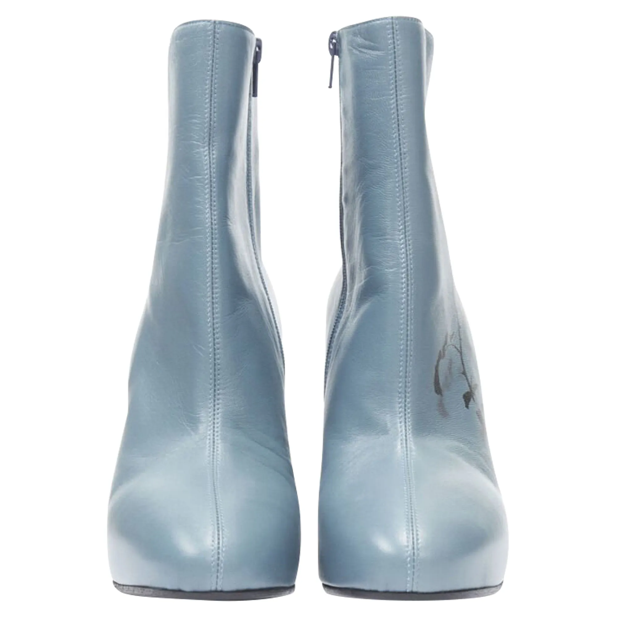 Dries Van Noten slate rose print block heel ankle boot