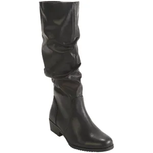 Duration Womens Wide Calf Faux Leather Knee-High Boots