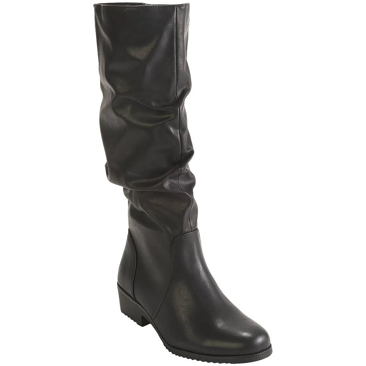 Duration Womens Wide Calf Faux Leather Knee-High Boots
