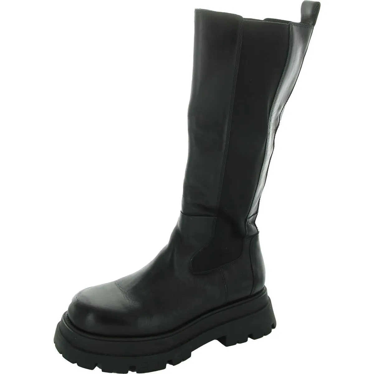 Eden Womens Lugged Sole Leather Knee-High Boots