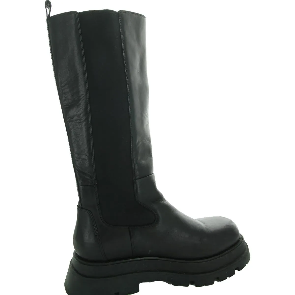 Eden Womens Lugged Sole Leather Knee-High Boots