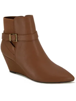 Emmie Womens Faux Leather Wedge Boots