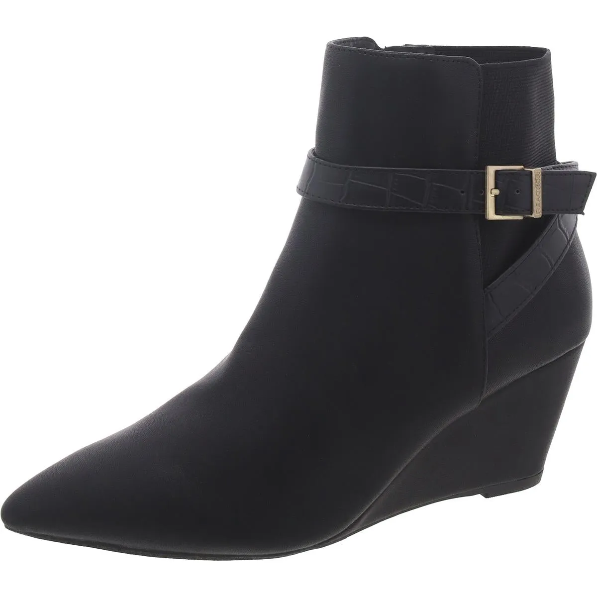 Emmie Womens Faux Leather Wedge Boots