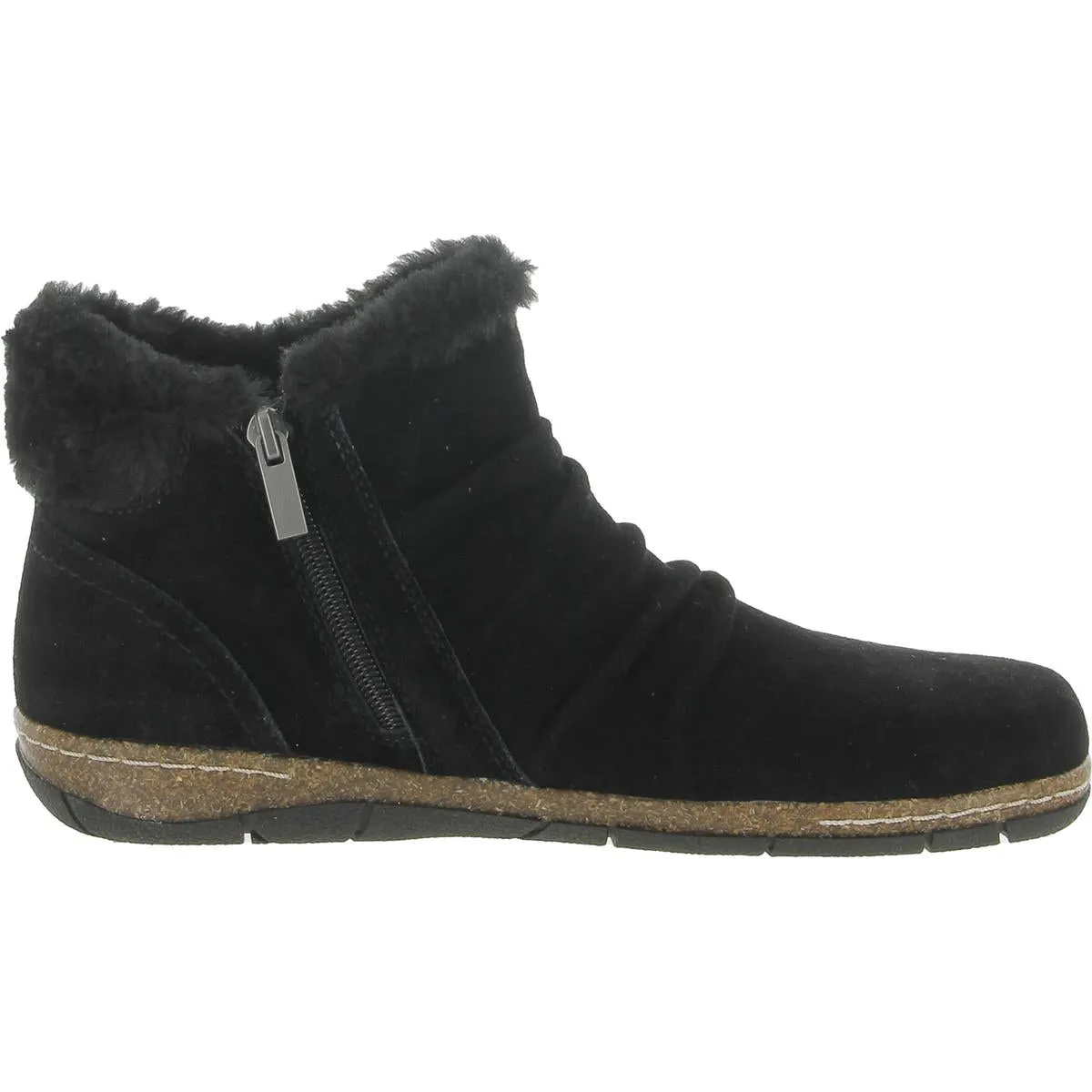 ETERIC Womens Suede Faux Fur Lined Booties