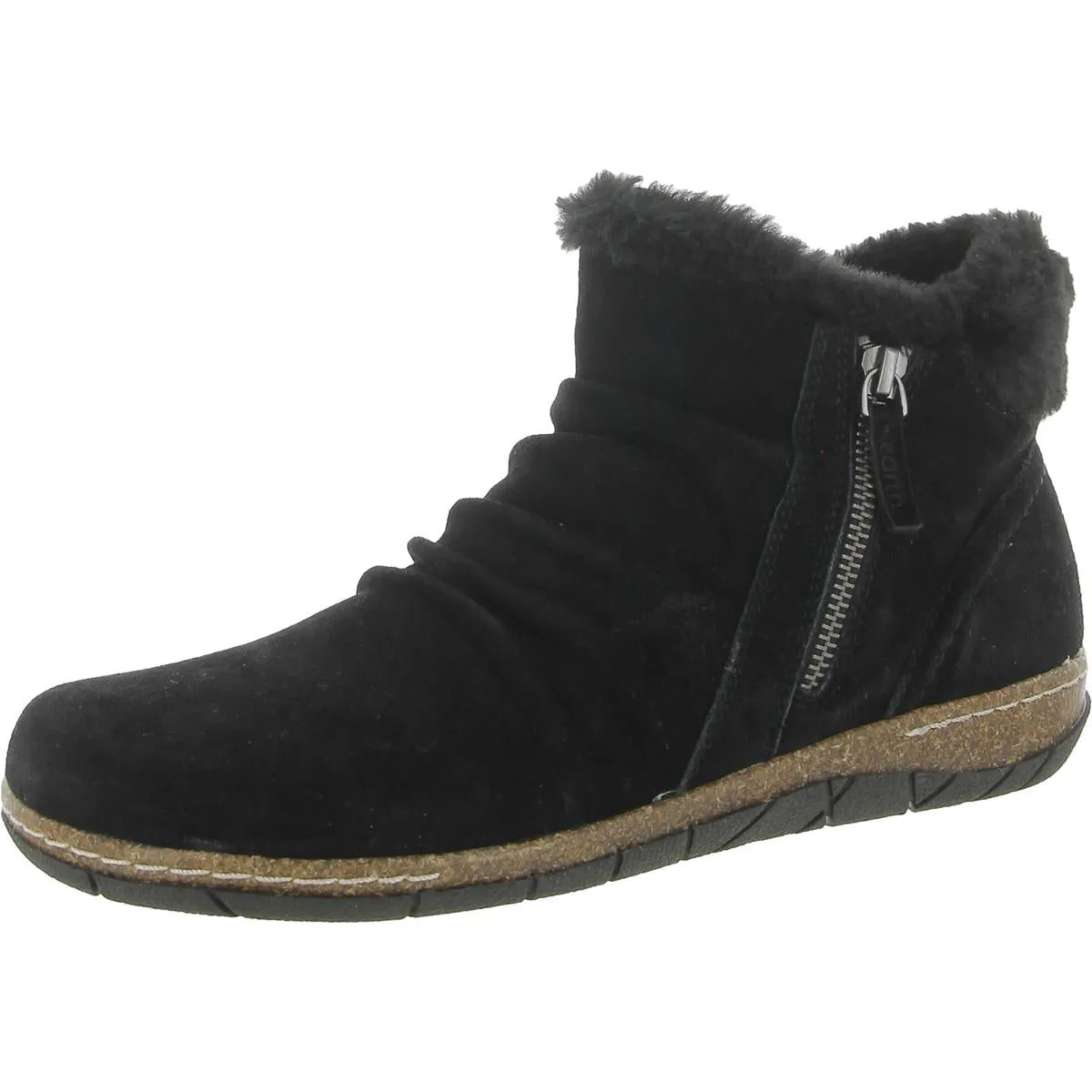 ETERIC Womens Suede Faux Fur Lined Booties