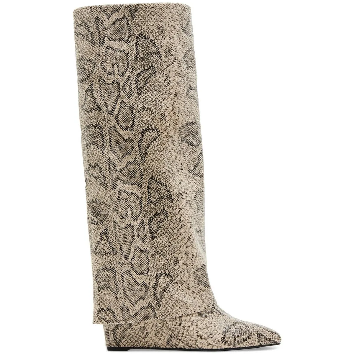 EVANNDER Womens Snake Print Textured Knee-High Boots