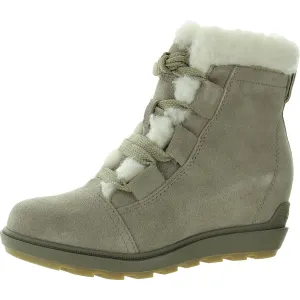 Evie II Cozy Womens Waterproof Faux Suede Combat & Lace-Up Boots