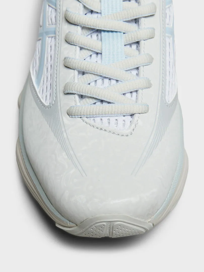 US6-S Gel-Kinetic Fluent Sneakers in Glacier Grey and Soft Sky Game-Changing Tech, Eco-Friendly Canvas Tote Bag