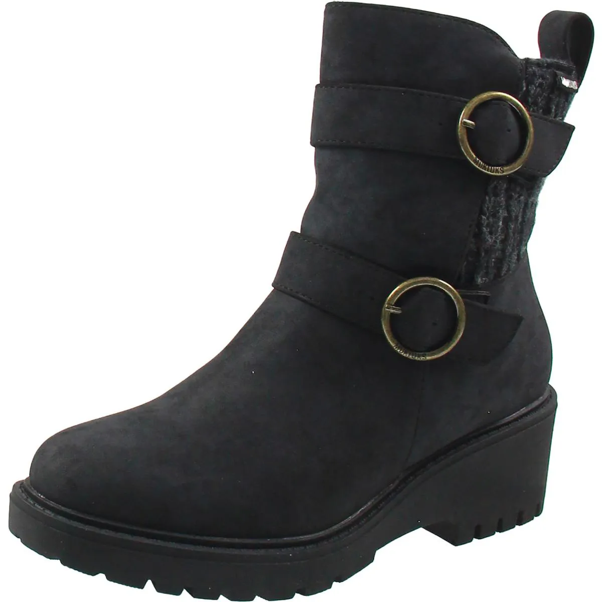 Fainley Faith Womens Buckle Faux Leather Chelsea Boots