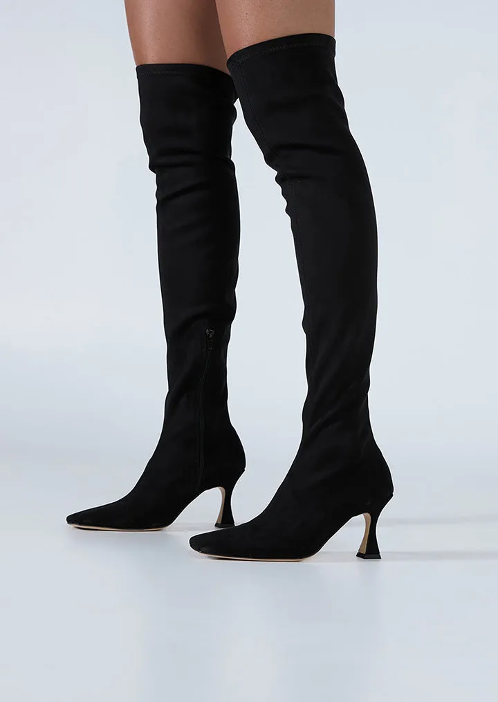 Fancy Black Stretch Suede