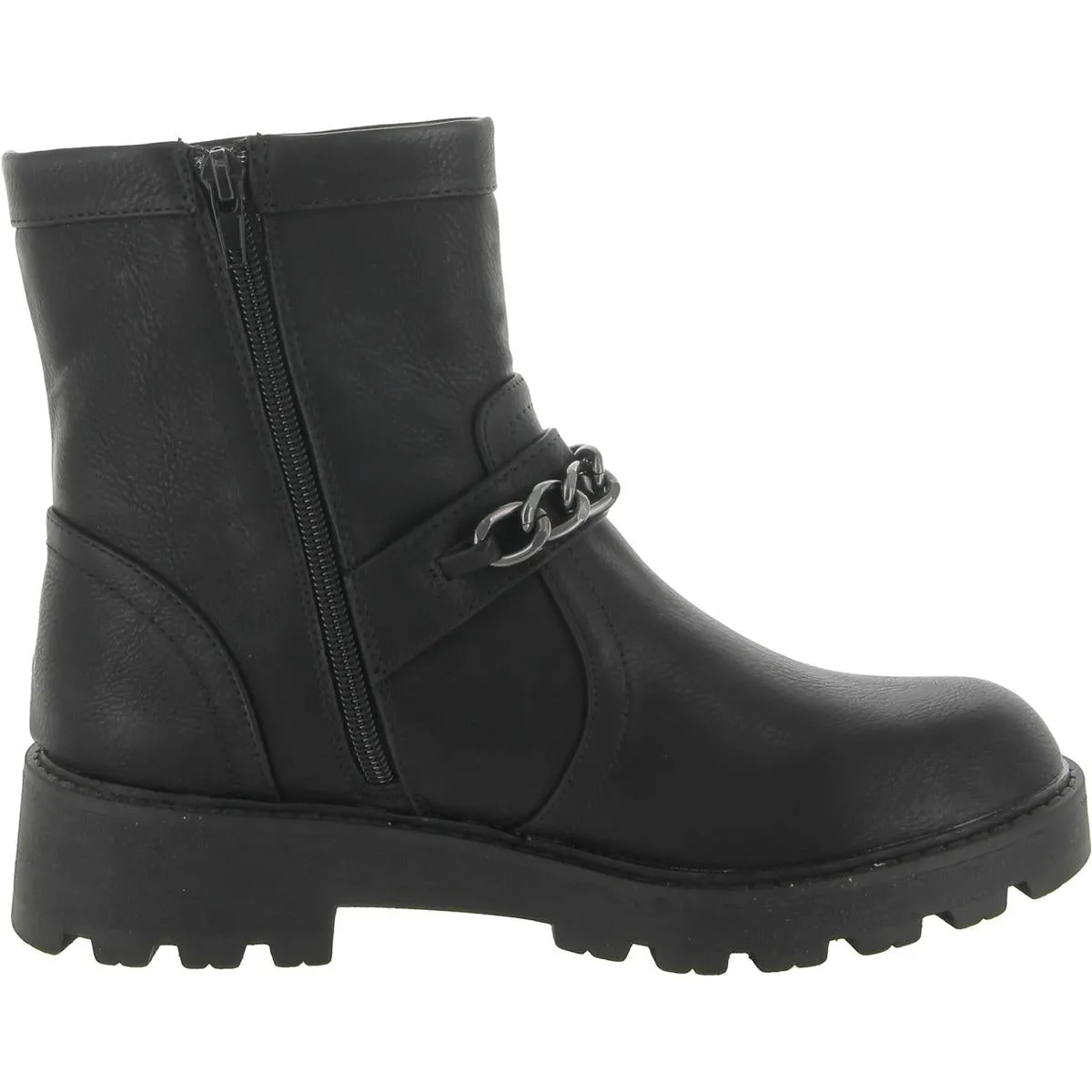 FATIMA Womens Leather Lugged Sole Ankle Boots
