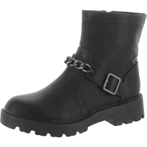 FATIMA Womens Leather Lugged Sole Ankle Boots