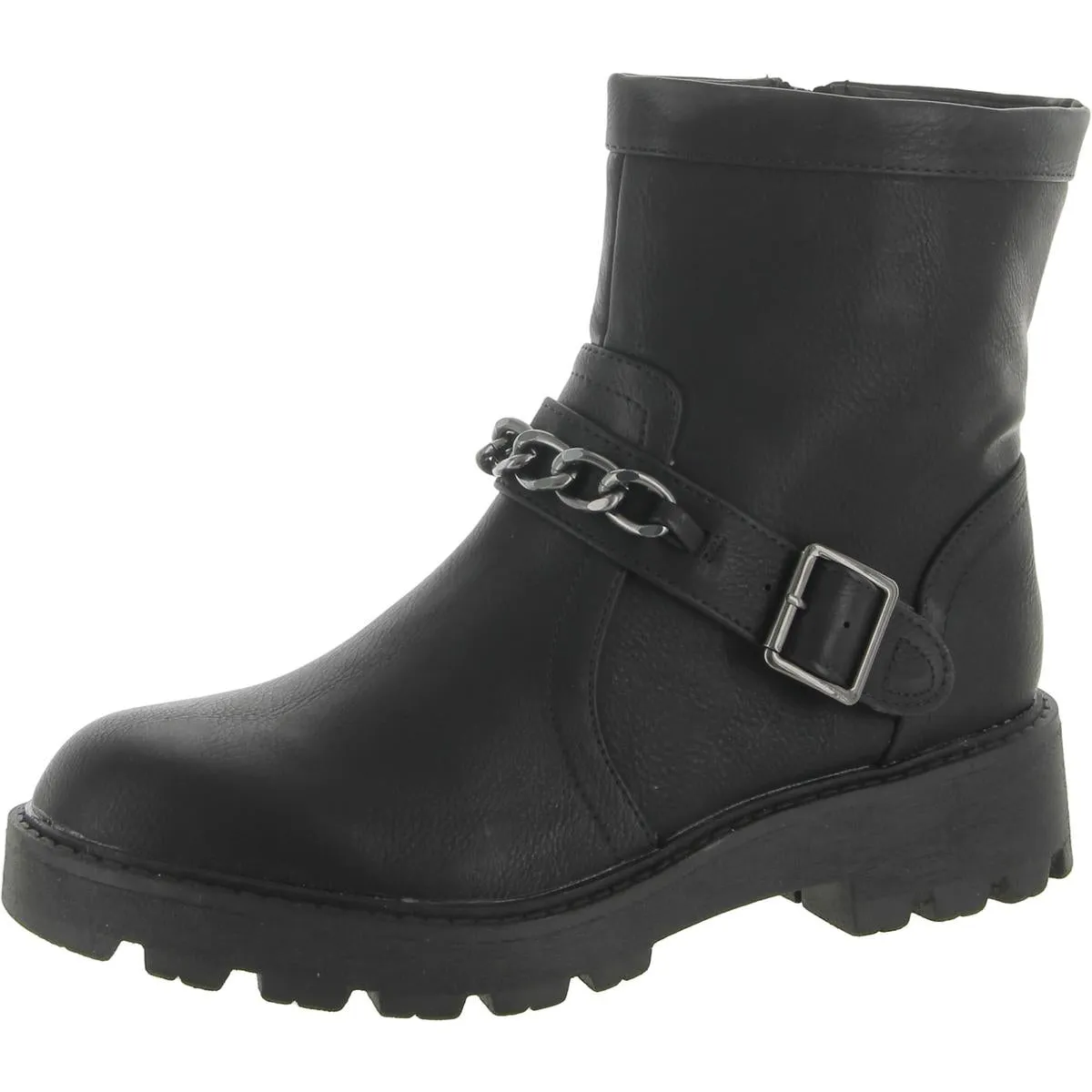 FATIMA Womens Leather Lugged Sole Ankle Boots