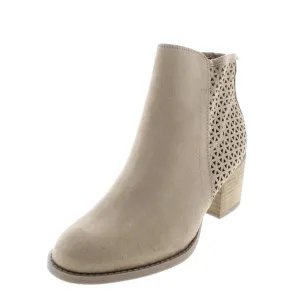 Fayth Womens Laser Cut Almond Toe Ankle Boots