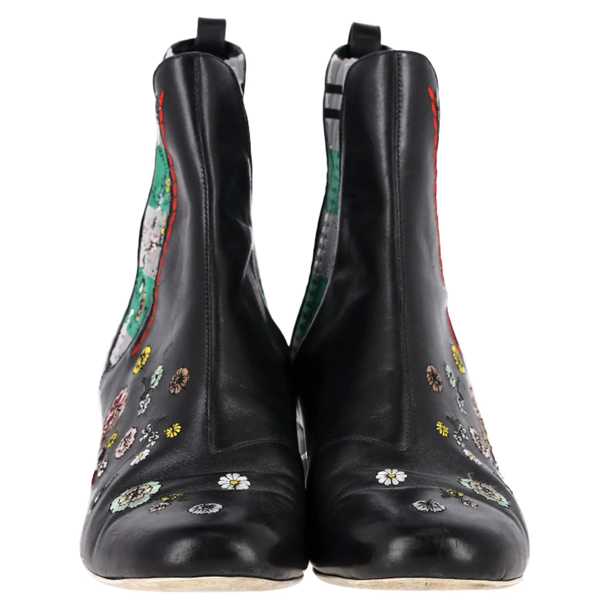 Fendi Floral Ankle Boots in Black Leather