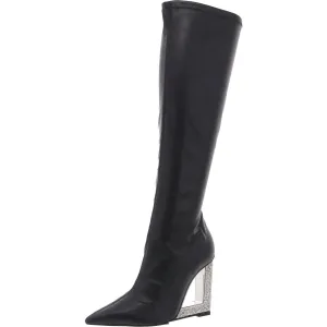 Filipa Glam Womens Embellished Leather Knee-High Boots